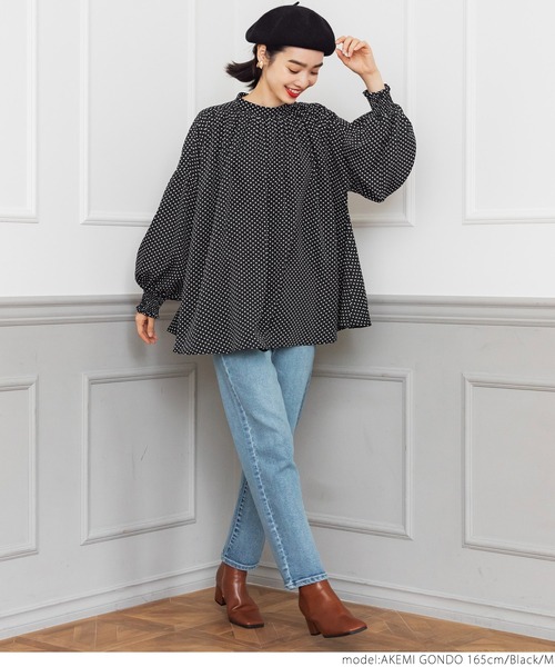 coca（coca）（コカ）の「ドット柄ボリュームスリーブブラウス（シャツ/ブラウス・レディース・ブラック・M/L）」の11枚目の写真