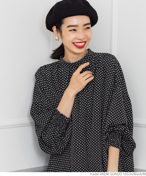 coca（coca）（コカ）の「ドット柄ボリュームスリーブブラウス（シャツ/ブラウス・レディース・ブラック・M/L）」の13枚目の写真