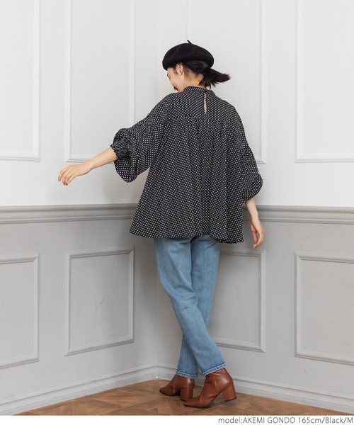 coca（coca）（コカ）の「ドット柄ボリュームスリーブブラウス（シャツ/ブラウス・レディース・ブラック・M/L）」の14枚目の写真