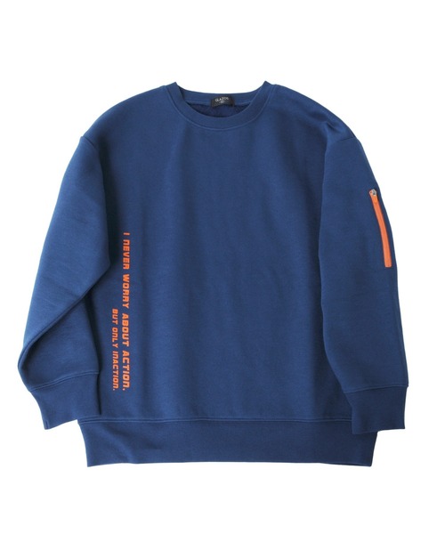 GLAZOS（グラソス）の「裏起毛・ドロップショルダー縦ロゴ袖ファスナートレーナー【セットアップ対応】（スウェット・キッズ・ブルー/ブラック/グレー・130cm/150cm/170cm/140cm/160cm）」の15枚目の写真