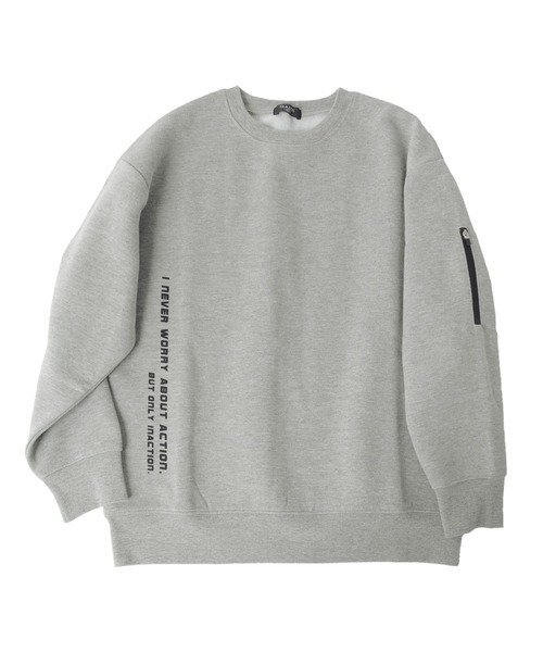 GLAZOS（グラソス）の「裏起毛・ドロップショルダー縦ロゴ袖ファスナートレーナー【セットアップ対応】（スウェット・キッズ・ブルー/ブラック/グレー・130cm/150cm/170cm/140cm/160cm）」の9枚目の写真