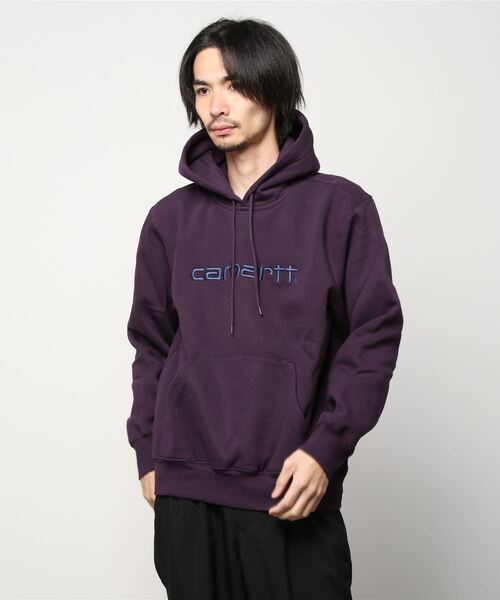 Carhartt WIP(カーハートダブリューアイピー)の「【Carhartt/カーハート】ワンポイント ブランドロゴ刺繍 フードプルパーカー/ HOODED CARHARTT SWEAT SHIRT(パーカー・メンズ・ブラック/パープル/ブルーグリーン・M/L/XL)」の6枚目の写真