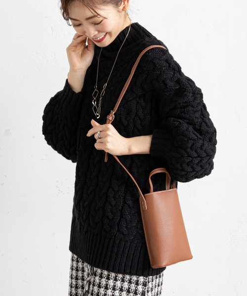 prose verse（プロズヴェール）の「フェイクレザーミニポシェット（ショルダーバッグ・レディース・ブラック/ブラウン/オフホワイト/グリーン・ﾌﾘ-）」の18枚目の写真