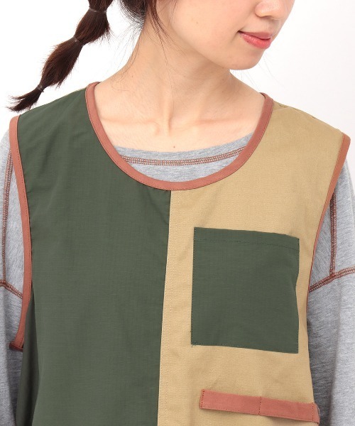 チチカカ（チチカカ）の「【ユニセックス】ミリタリーミックスエプロンベスト（エプロン・レディース・ベージュ/ブラック・FREE）」の10枚目の写真