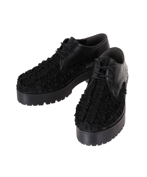 merry jenny（メリージェニー）の「フリルレースアップシューズ（その他シューズ・レディース・ブラック/オフホワイト/ピンク・MEDIUM/LARGE）」の9枚目の写真