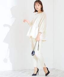★値下げ★Tiara サテン切り替えペプラムトップス Tiara（ティアラ）の「サテン切り替えペプラムブラウス（シャツ