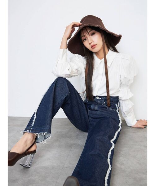 CALNAMUR（カルナムール）の「ロゴテープ付きハット（ハット・レディース・アイボリー/ブラウン・FREE）」の8枚目の写真