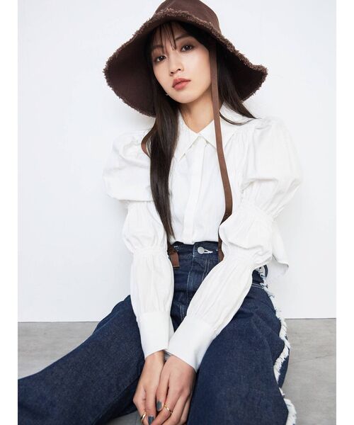 CALNAMUR（カルナムール）の「ロゴテープ付きハット（ハット・レディース・アイボリー/ブラウン・FREE）」の15枚目の写真