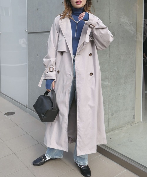 CORNERS（コーナーズ）の「キャンディースリーブヨーク切替トレンチコート（トレンチコート・レディース・ライトブルー/ベージュ/ベージュ系その他/グレイッシュベージュ・M/L）」の4枚目の写真