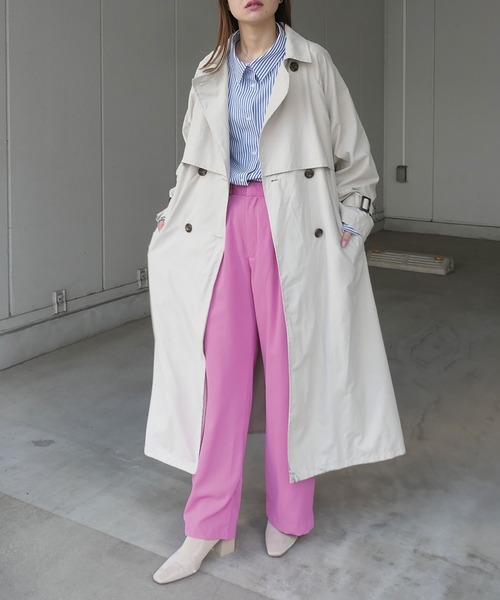 CORNERS（コーナーズ）の「キャンディースリーブヨーク切替トレンチコート（トレンチコート・レディース・ライトブルー/ベージュ/ベージュ系その他/グレイッシュベージュ・M/L）」の6枚目の写真