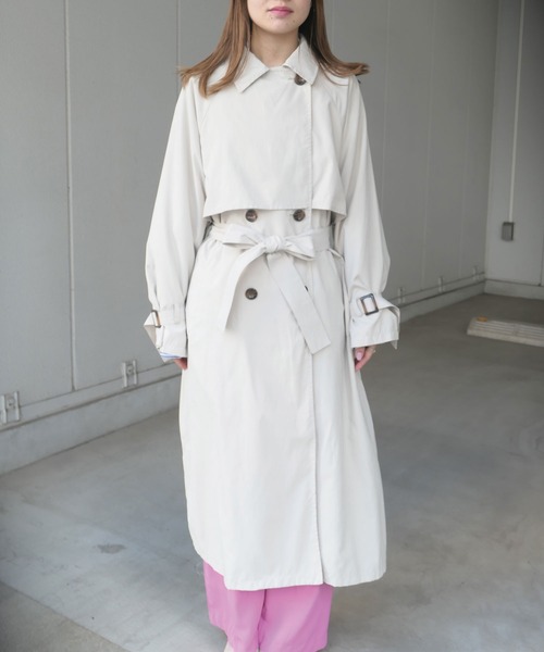CORNERS（コーナーズ）の「キャンディースリーブヨーク切替トレンチコート（トレンチコート・レディース・ライトブルー/ベージュ/ベージュ系その他/グレイッシュベージュ・M/L）」の9枚目の写真