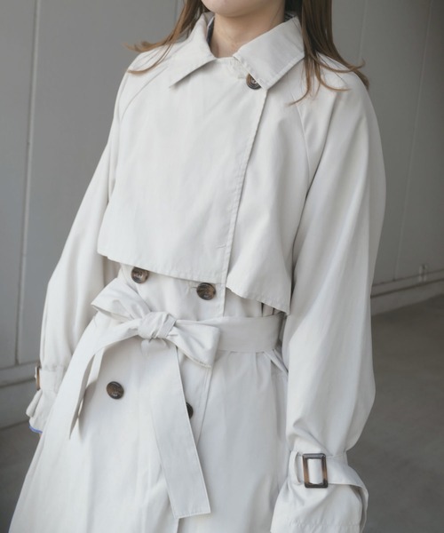 CORNERS（コーナーズ）の「キャンディースリーブヨーク切替トレンチコート（トレンチコート・レディース・ライトブルー/ベージュ/ベージュ系その他/グレイッシュベージュ・M/L）」の12枚目の写真