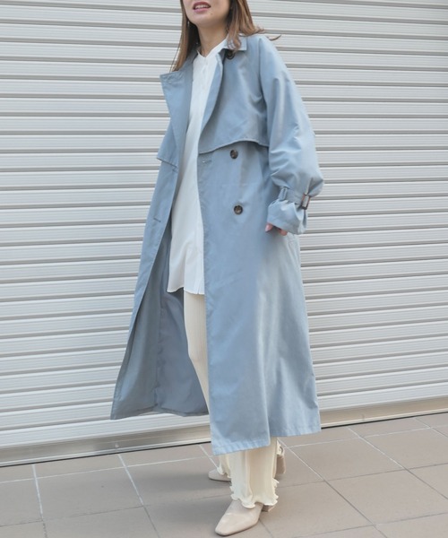 CORNERS（コーナーズ）の「キャンディースリーブヨーク切替トレンチコート（トレンチコート・レディース・ライトブルー/ベージュ/ベージュ系その他/グレイッシュベージュ・M/L）」の15枚目の写真