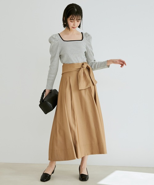 VIS(ビス)の「デニムライクフレアスカート【sustainable】(デニムスカート・レディース・ベージュ/ネイビー/ブルー・S/M)」の8枚目の写真