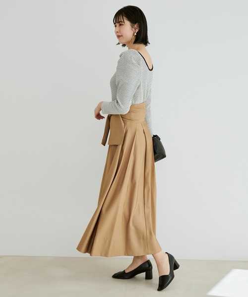 VIS(ビス)の「デニムライクフレアスカート【sustainable】(デニムスカート・レディース・ベージュ/ネイビー/ブルー・S/M)」の9枚目の写真