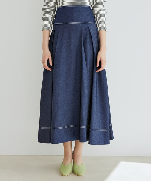 VIS(ビス)の「デニムライクフレアスカート【sustainable】(デニムスカート・レディース・ベージュ/ネイビー/ブルー・S/M)」の14枚目の写真