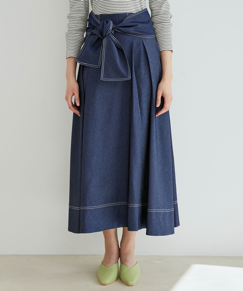 VIS(ビス)の「デニムライクフレアスカート【sustainable】(デニムスカート・レディース・ベージュ/ネイビー/ブルー・S/M)」の15枚目の写真