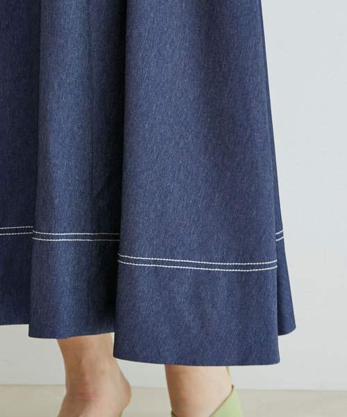 VIS(ビス)の「デニムライクフレアスカート【sustainable】(デニムスカート・レディース・ベージュ/ネイビー/ブルー・S/M)」の19枚目の写真
