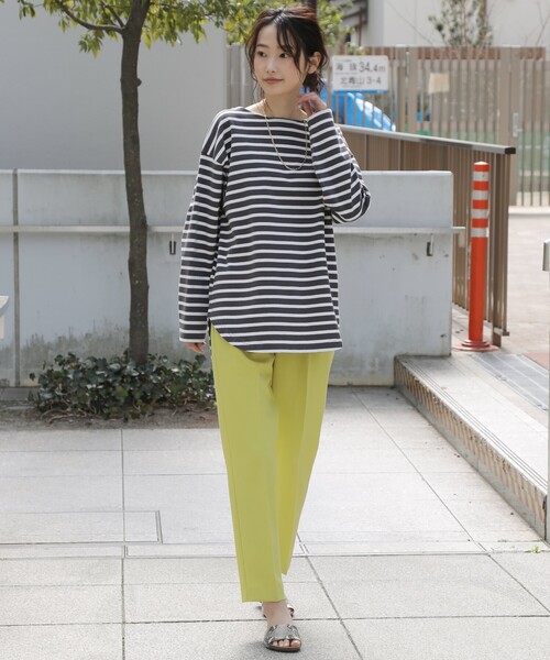 THE SHOP TK （ザ ショップ ティーケー ）の「◆【FUDGE７月号掲載】バスクボーダーTシャツ（Tシャツ/カットソー・レディース・ライトグリーン系2/ネイビー系2/オレンジ系その他4/チャコール・13/14/12）」の7枚目の写真