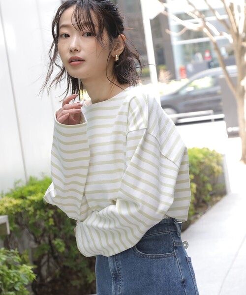 THE SHOP TK （ザ ショップ ティーケー ）の「◆【FUDGE７月号掲載】バスクボーダーTシャツ（Tシャツ/カットソー・レディース・ライトグリーン系2/ネイビー系2/オレンジ系その他4/チャコール・13/14/12）」の15枚目の写真