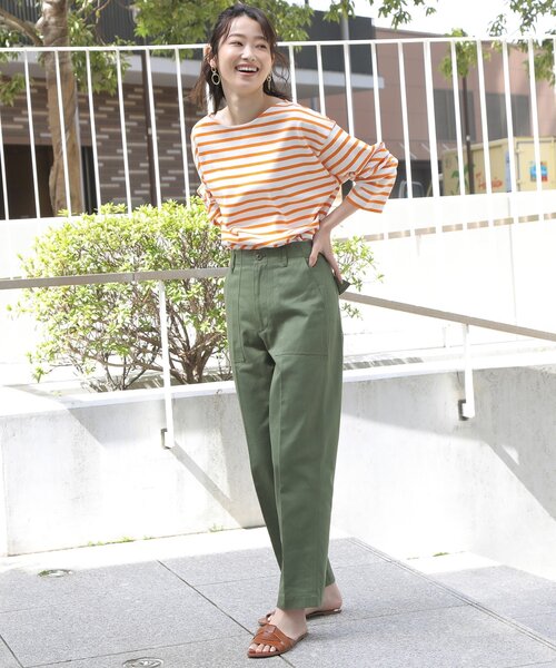 THE SHOP TK （ザ ショップ ティーケー ）の「◆【FUDGE７月号掲載】バスクボーダーTシャツ（Tシャツ/カットソー・レディース・ライトグリーン系2/ネイビー系2/オレンジ系その他4/チャコール・13/14/12）」の18枚目の写真