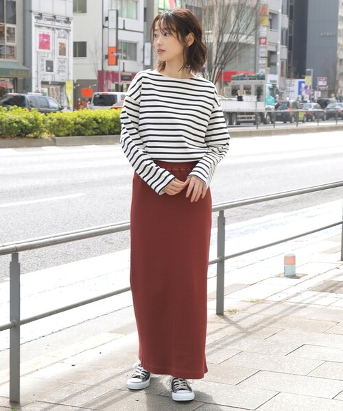 THE SHOP TK （ザ ショップ ティーケー ）の「◆【FUDGE７月号掲載】バスクボーダーTシャツ（Tシャツ/カットソー・レディース・ライトグリーン系2/ネイビー系2/オレンジ系その他4/チャコール・13/14/12）」の22枚目の写真