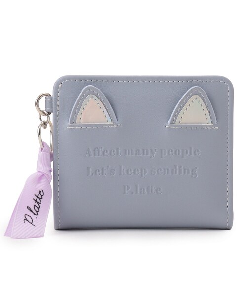 PINK-latte（ピンクラテ）の「◆ネコ耳二つ折り財布（財布・キッズ・ブラック/ライトグリーン/ライトパープル・00）」の5枚目の写真