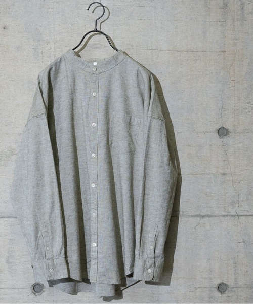JOHN'S CLOSET(ジョンズクローゼット)の「【i】綿麻ストレッチバンドカラーシャツ(シャツ/ブラウス・メンズ・カーキ/ブラック/ネイビー/モカ/ホワイト・LARGE/MEDIUM/X-LARGE)」の5枚目の写真