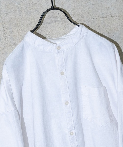 JOHN'S CLOSET(ジョンズクローゼット)の「【i】綿麻ストレッチバンドカラーシャツ(シャツ/ブラウス・メンズ・カーキ/ブラック/ネイビー/モカ/ホワイト・LARGE/MEDIUM/X-LARGE)」の6枚目の写真