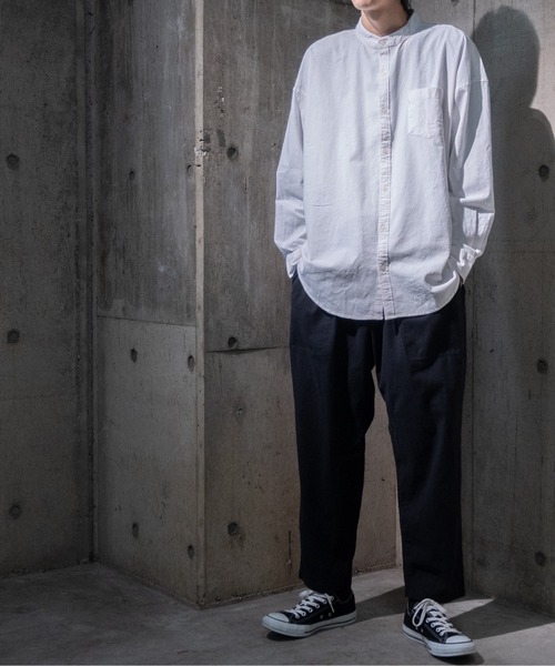 JOHN'S CLOSET(ジョンズクローゼット)の「【i】綿麻ストレッチバンドカラーシャツ(シャツ/ブラウス・メンズ・カーキ/ブラック/ネイビー/モカ/ホワイト・LARGE/MEDIUM/X-LARGE)」の13枚目の写真