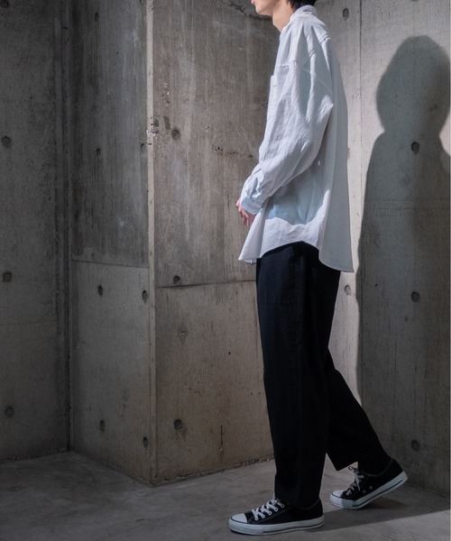 JOHN'S CLOSET(ジョンズクローゼット)の「【i】綿麻ストレッチバンドカラーシャツ(シャツ/ブラウス・メンズ・カーキ/ブラック/ネイビー/モカ/ホワイト・LARGE/MEDIUM/X-LARGE)」の14枚目の写真