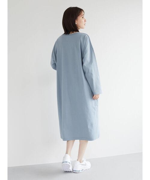 Green　Parks（グリーンパークス）の「ロゴロンTワンピース（ワンピース・レディース・サックスブルー/アイボリー・FREE）」の4枚目の写真