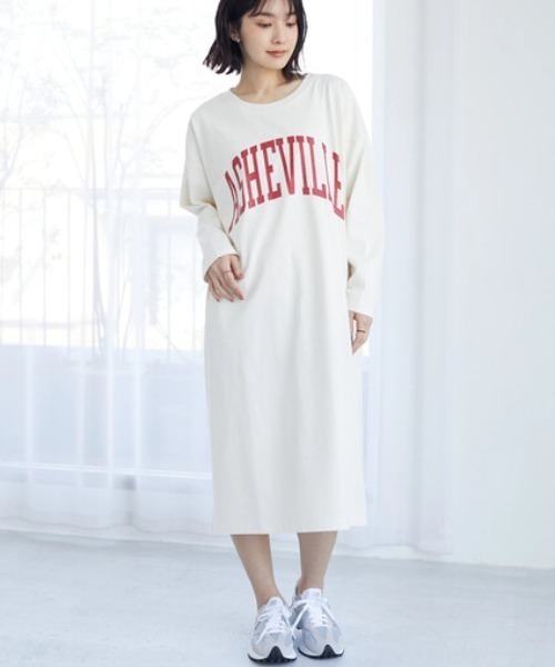 Green　Parks（グリーンパークス）の「ロゴロンTワンピース（ワンピース・レディース・サックスブルー/アイボリー・FREE）」の2枚目の写真