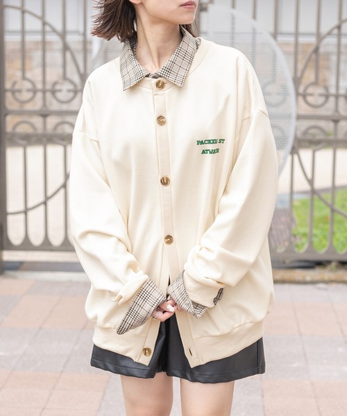 PairPair(ペアペア)の「ロゴカーディガン(ユニセックス)(カーディガン/ボレロ・レディース・ピンク/アイボリー/グレイッシュブルー・フリー)」の7枚目の写真