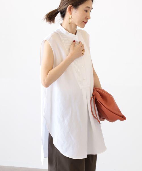 VERMEIL par iena（ヴェルメイユパーイエナ）の「ピンタックノースリーブシャツ◆（シャツ/ブラウス・レディース・ホワイト/ブラック・FREE）」の2枚目の写真