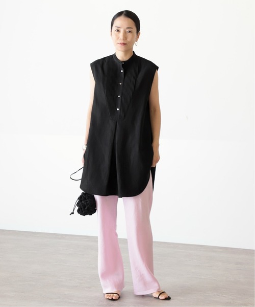 VERMEIL par iena（ヴェルメイユパーイエナ）の「ピンタックノースリーブシャツ◆（シャツ/ブラウス・レディース・ホワイト/ブラック・FREE）」の4枚目の写真