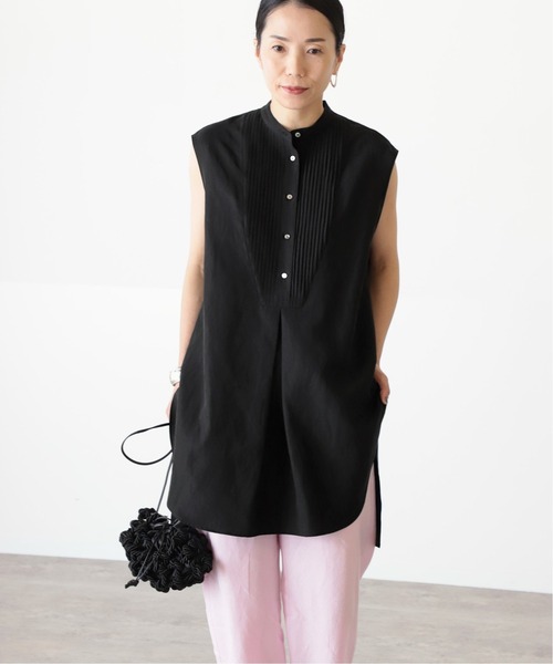 VERMEIL par iena（ヴェルメイユパーイエナ）の「ピンタックノースリーブシャツ◆（シャツ/ブラウス・レディース・ホワイト/ブラック・FREE）」の7枚目の写真