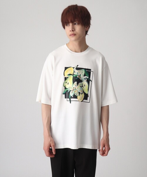 tk.TAKEO KIKUCHI(ティーケータケオキクチ)の「◆リリーアンドフルーツカットソー(Tシャツ/カットソー・メンズ・ホワイト/ブラック/モスグリーン・01/02/03)」の6枚目の写真