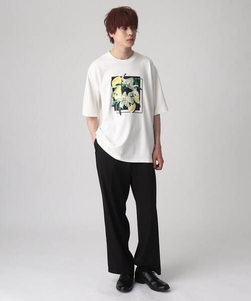 tk.TAKEO KIKUCHI(ティーケータケオキクチ)の「◆リリーアンドフルーツカットソー(Tシャツ/カットソー・メンズ・ホワイト/ブラック/モスグリーン・01/02/03)」の5枚目の写真