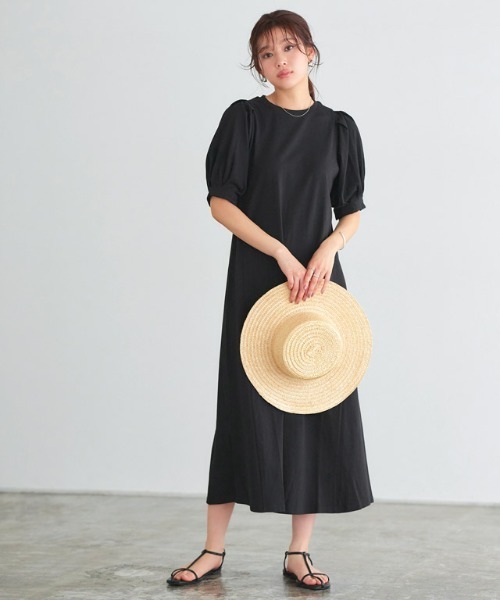 Pierrot（ピエロ）の「パフスリーブワンピース（ワンピース・レディース・テラコッタ/ブルー系その他/ブラック/ネイビー/ベージュ/ブラウン/ブルーグリーン/ライム/ブルー/オリーブ/チャコール・L/M/PM）」の20枚目の写真