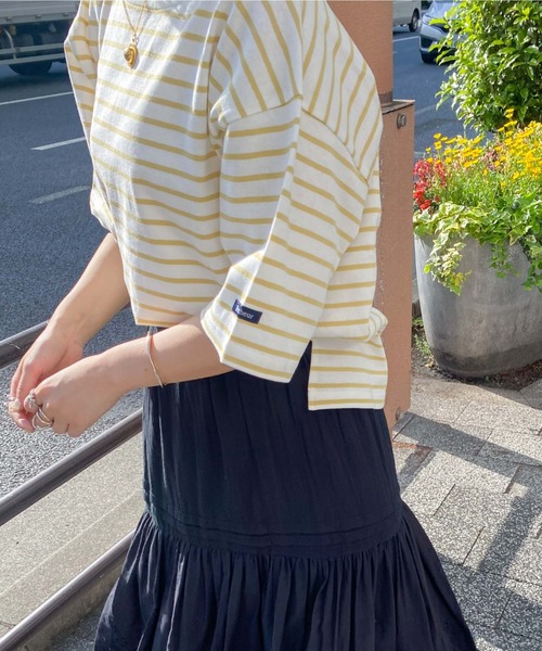 archives（アルシーヴ）の「バスクボーター半袖Ｔｅｅ（Tシャツ/カットソー・レディース・オレンジ/ホワイト×ブルー/ホワイト×ピンク/イエロー・MEDIUM）」の4枚目の写真