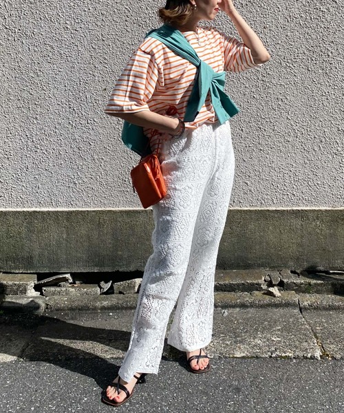 archives（アルシーヴ）の「バスクボーター半袖Ｔｅｅ（Tシャツ/カットソー・レディース・オレンジ/ホワイト×ブルー/ホワイト×ピンク/イエロー・MEDIUM）」の13枚目の写真