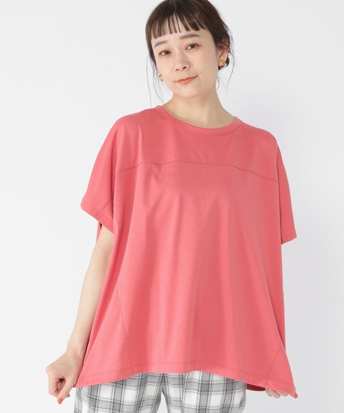 studio CLIP(スタディオクリップ)の「切り替えドルマンカットTシャツ(Tシャツ/カットソー・レディース・レッド/ブルー/オフホワイト/イエロー・FREE)」の1枚目の写真