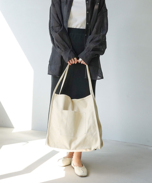 IAMUSE(アイアミューズ)の「キャンバスビッグトートバッグ R0131【IAMUSE】(トートバッグ・レディース・ホワイト/ブラック/カーキ/ブラウン・FREE)」の10枚目の写真