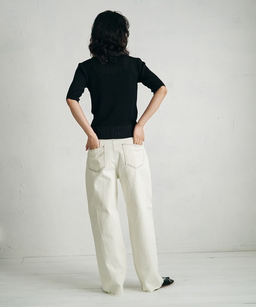 4youstory（フォーユーストーリー）の「【4youstory】リブニットトップス（Tシャツ/カットソー・レディース・ブラック/オレンジ/アイボリー/ブルー・FREE）」の22枚目の写真