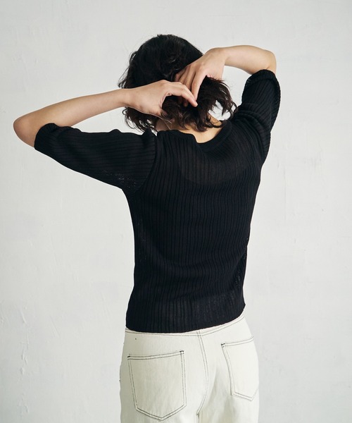 4youstory（フォーユーストーリー）の「【4youstory】リブニットトップス（Tシャツ/カットソー・レディース・ブラック/オレンジ/アイボリー/ブルー・FREE）」の19枚目の写真