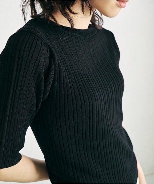 4youstory（フォーユーストーリー）の「【4youstory】リブニットトップス（Tシャツ/カットソー・レディース・ブラック/オレンジ/アイボリー/ブルー・FREE）」の18枚目の写真