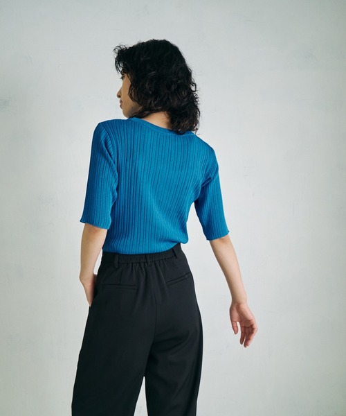 4youstory（フォーユーストーリー）の「【4youstory】リブニットトップス（Tシャツ/カットソー・レディース・ブラック/オレンジ/アイボリー/ブルー・FREE）」の14枚目の写真