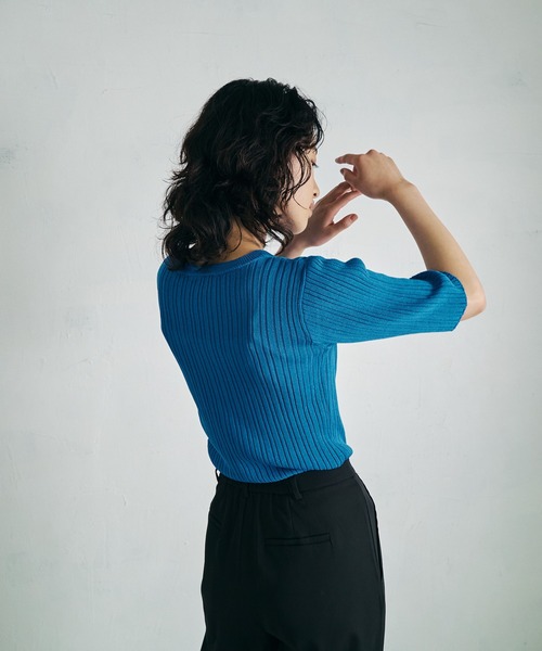 4youstory（フォーユーストーリー）の「【4youstory】リブニットトップス（Tシャツ/カットソー・レディース・ブラック/オレンジ/アイボリー/ブルー・FREE）」の13枚目の写真