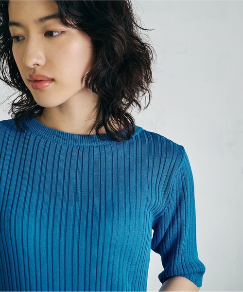 4youstory（フォーユーストーリー）の「【4youstory】リブニットトップス（Tシャツ/カットソー・レディース・ブラック/オレンジ/アイボリー/ブルー・FREE）」の11枚目の写真